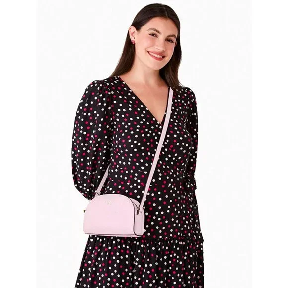 S Kate Spade Perry Pale Pink Saffiano Leather Dome Crossbody K8697 NWT $279 - Picture 2 of 6